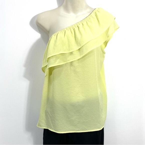 Apt 9 Women's Yellow Ruffle One Shoulder Boho Top Blouse Peasant - Picture 3 of 8